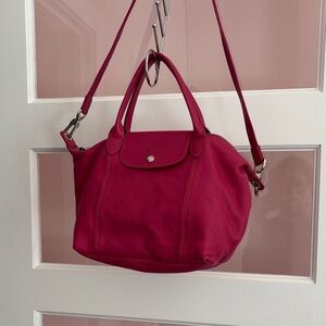 Stylish Longchamp Pink Shoulder Bag with silver hardware